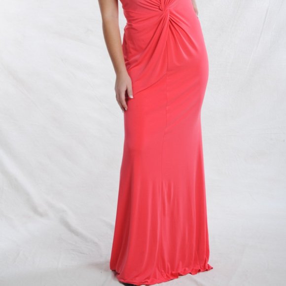 CALVIN KLEIN CORAL FULL LENGTH FORMAL GOWN~ - Picture 3 of 5